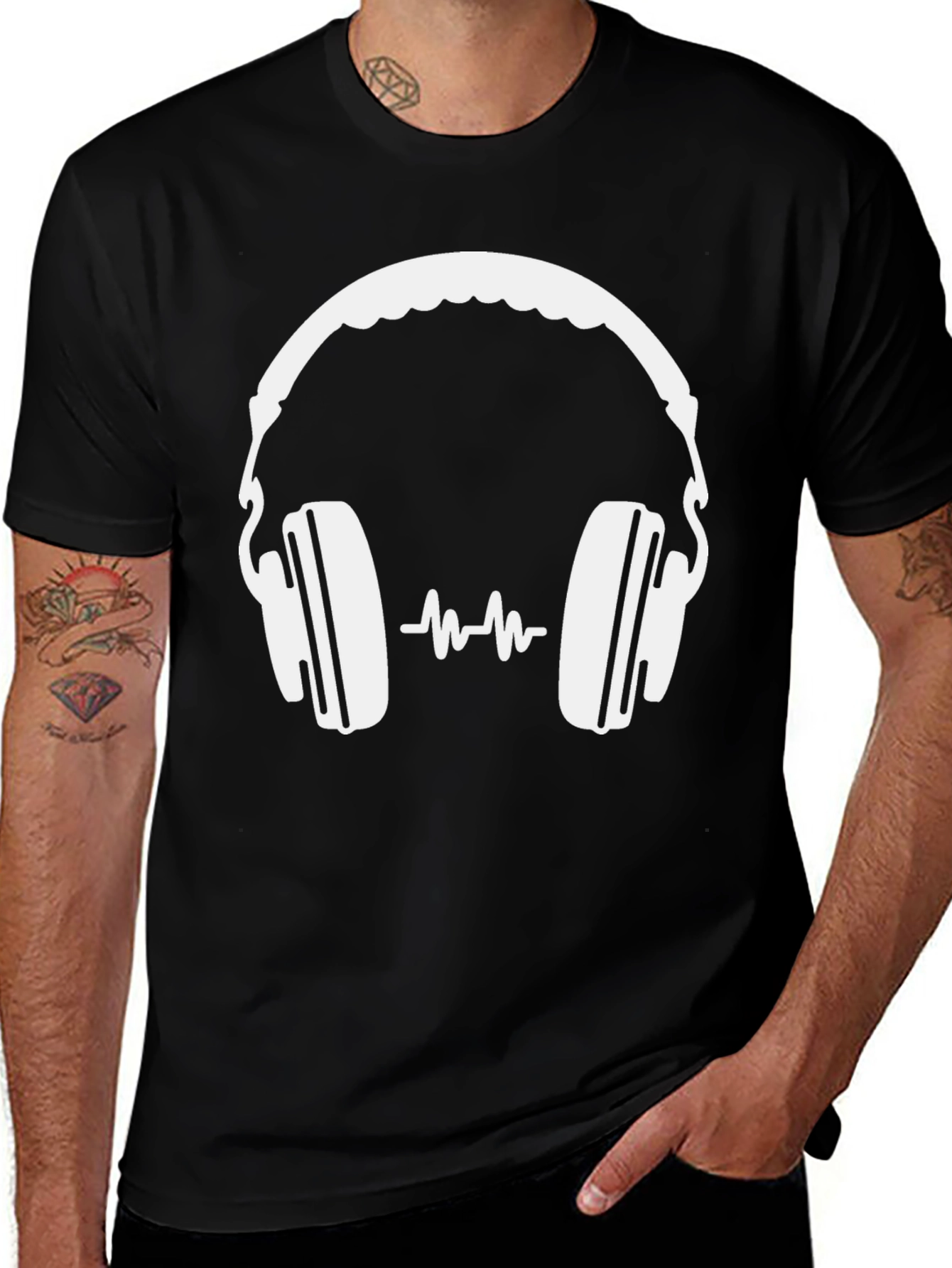 Variant 16 of Headphone Graphic Black T-Shirt