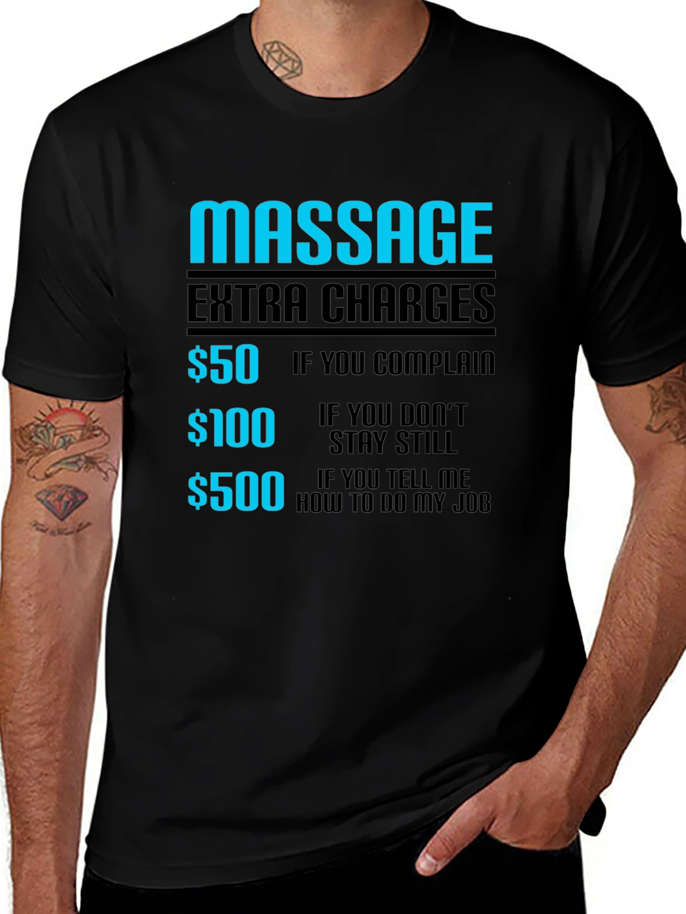 Variant 30 of Funny Massage Extra Charges Graphic T-Shirt
