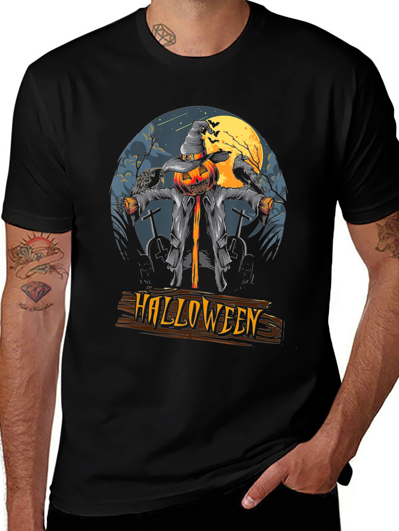 Halloween Scarecrow Pumpkin T-Shirt - Spooky Season