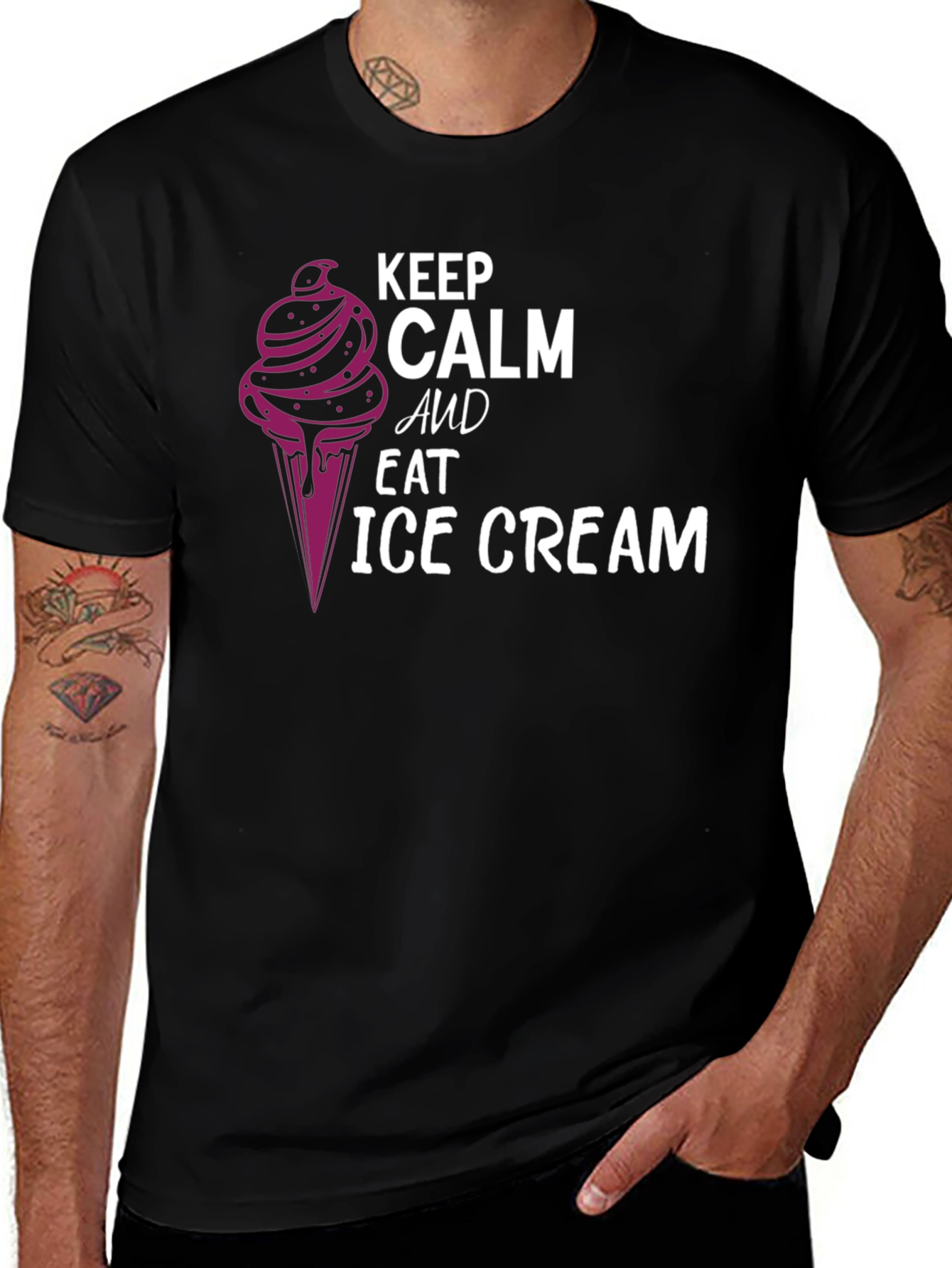 Variant 19 of Keep Calm & Eat Ice Cream Black T-Shirt
