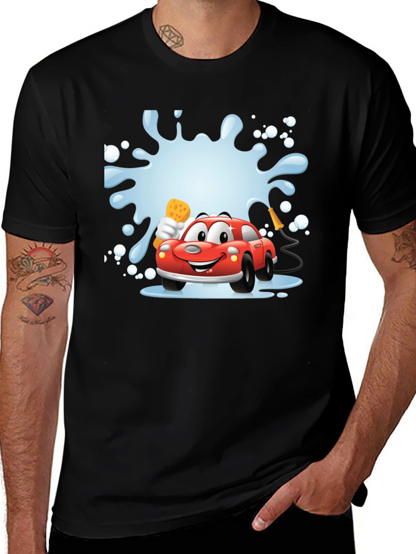 Variant 22 of Car Wash Cartoon T-Shirt - Black