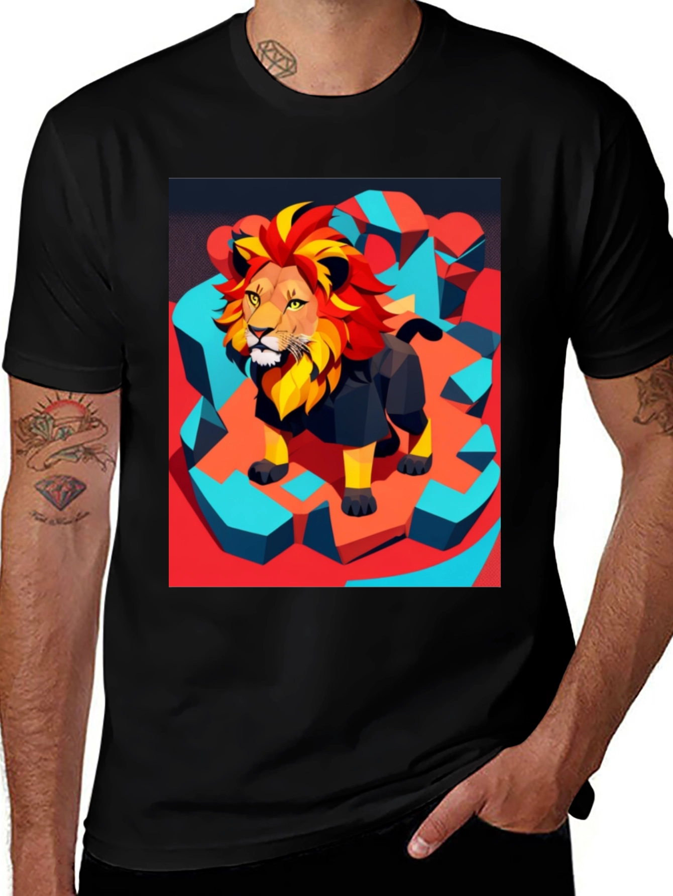 Variant 5 of Lion Graphic Tee - Modern Artistic Design