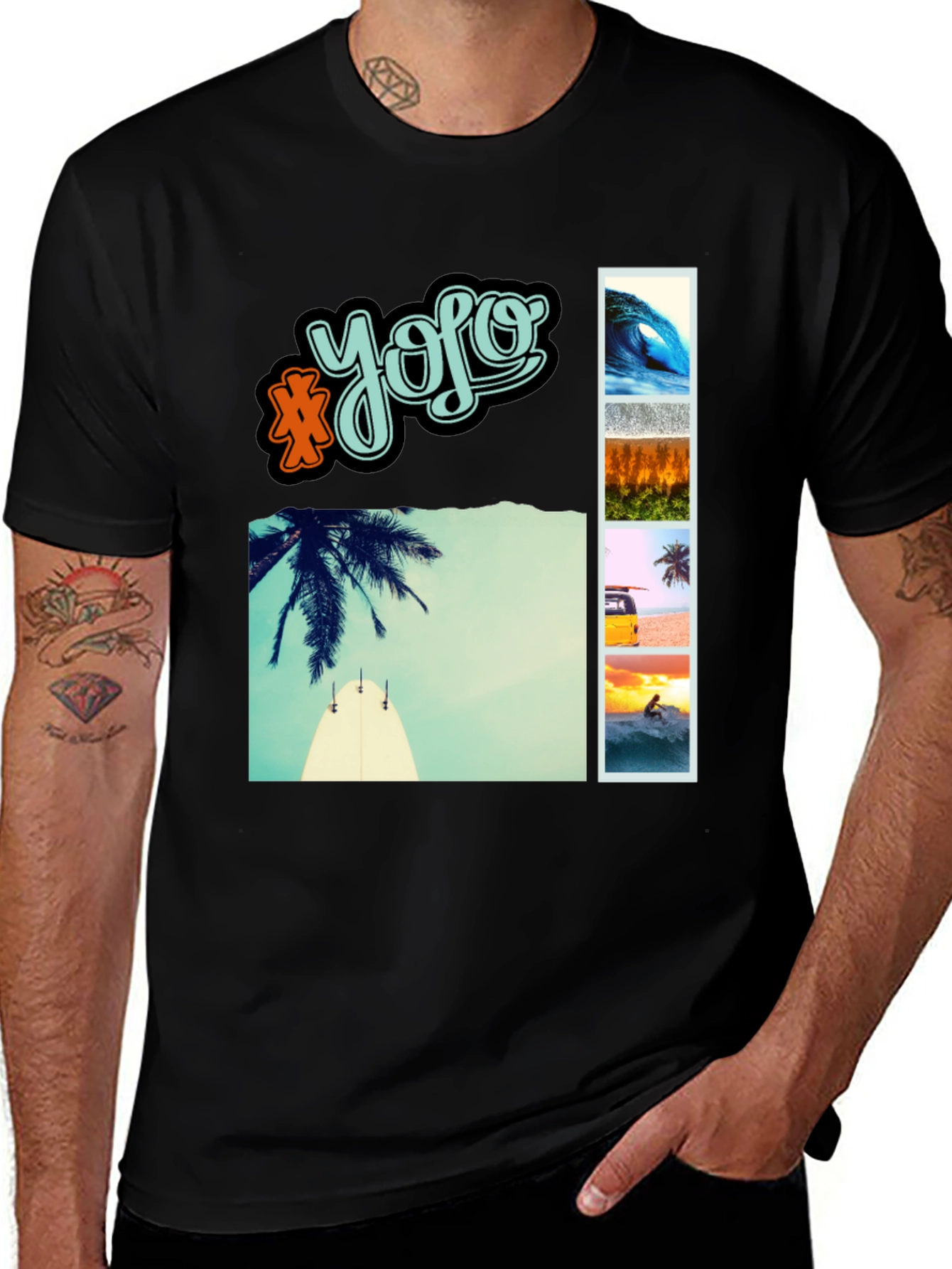 YOLO Beach Vibe Graphic Tee - Men's Casual T-Shirt