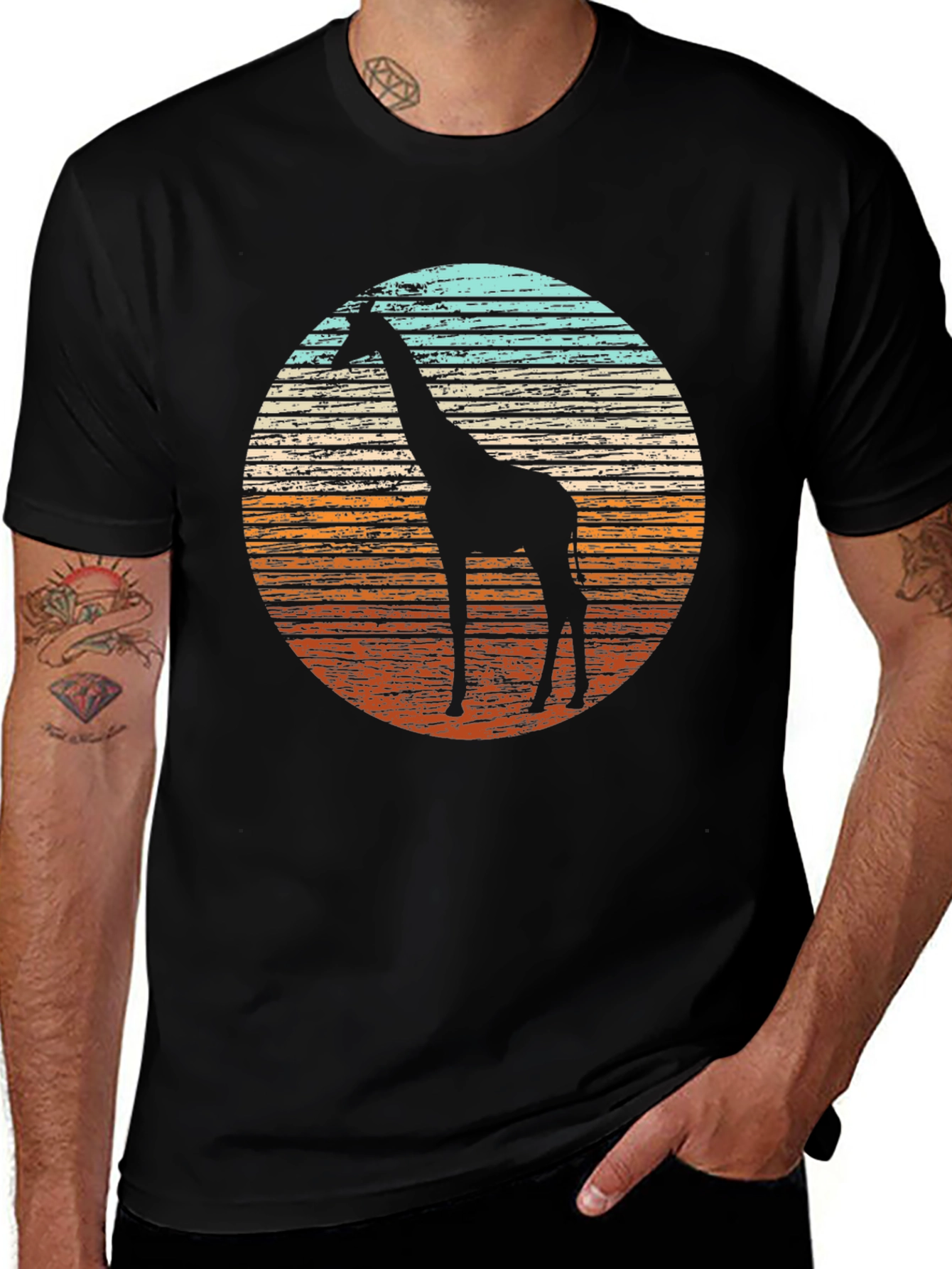 Variant 30 of Giraffe Silhouette Sunset Graphic Tee