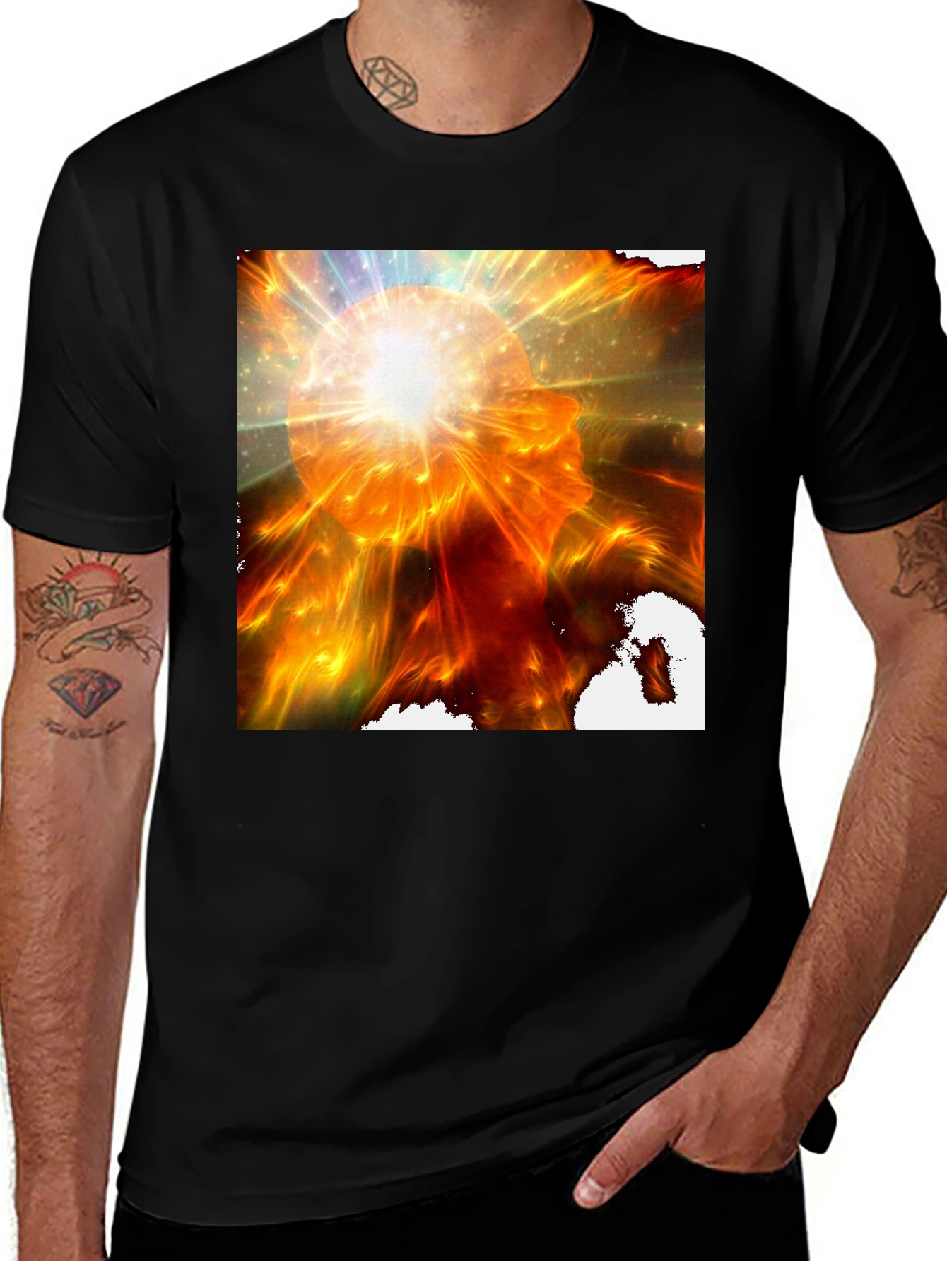 Variant 6 of Abstract Mindscape Graphic Tee - Black Cotton Shirt