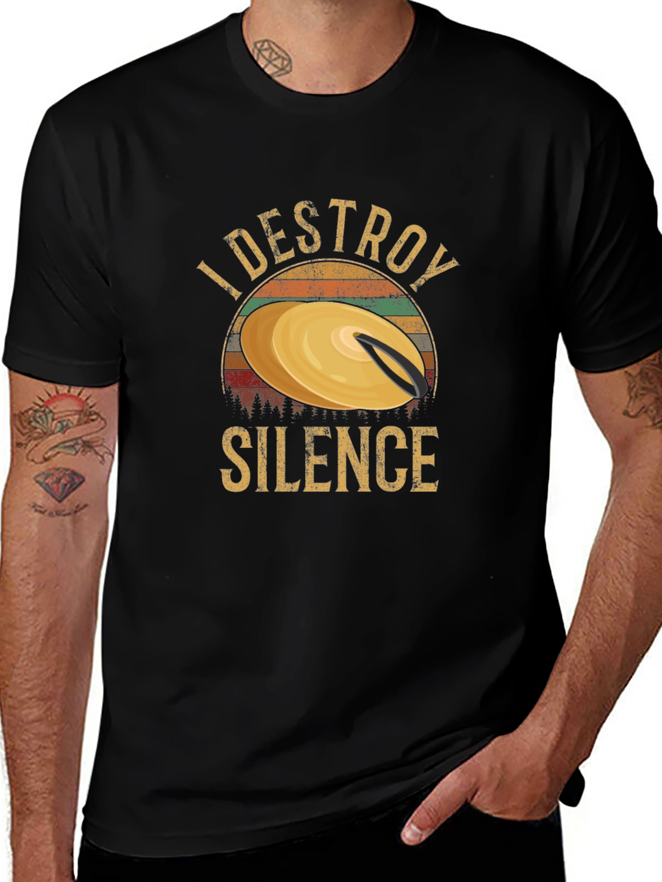 Variant 2 of I Destroy Silence Drummer T-Shirt