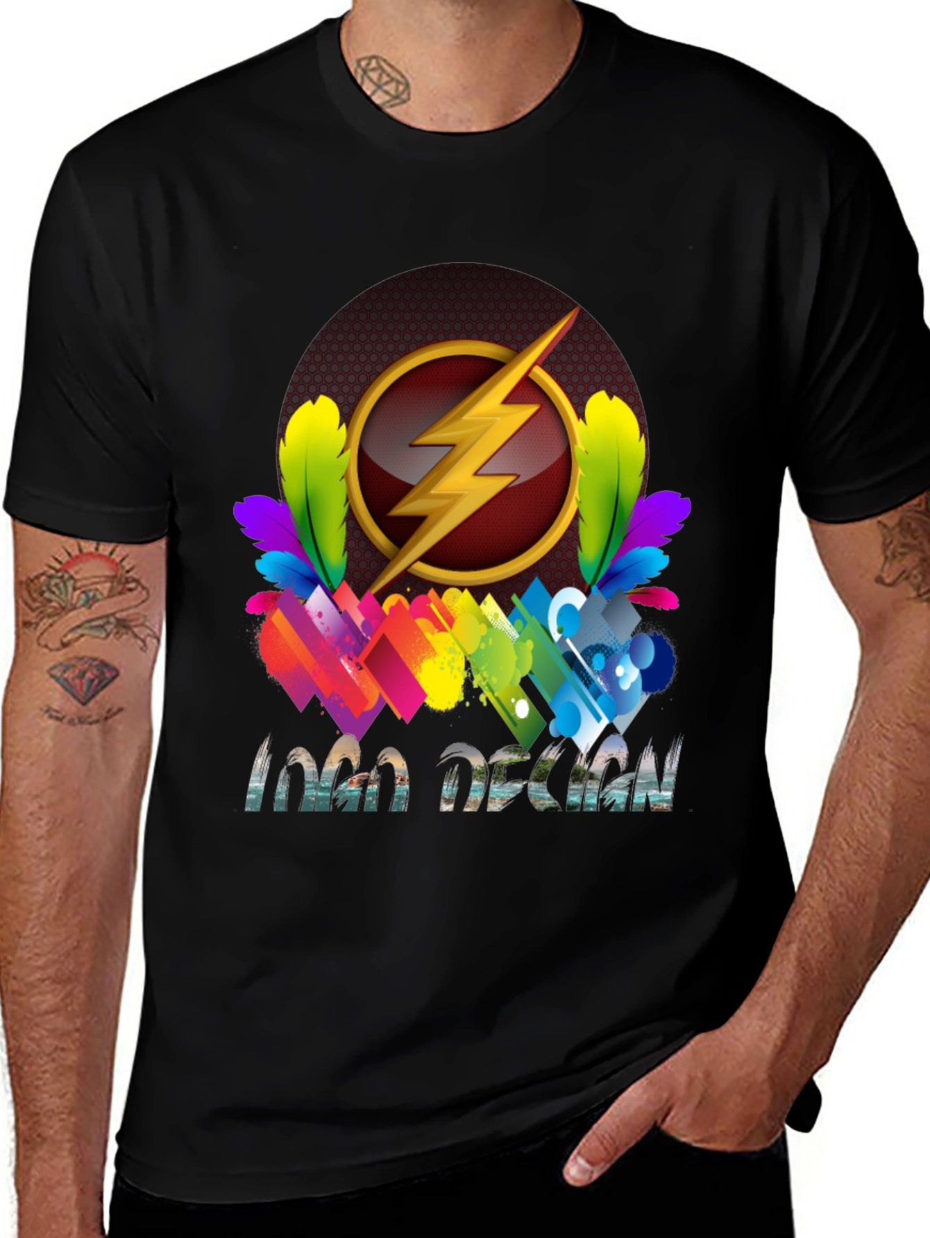 Variant 14 of Flash Logo Design Black T-Shirt