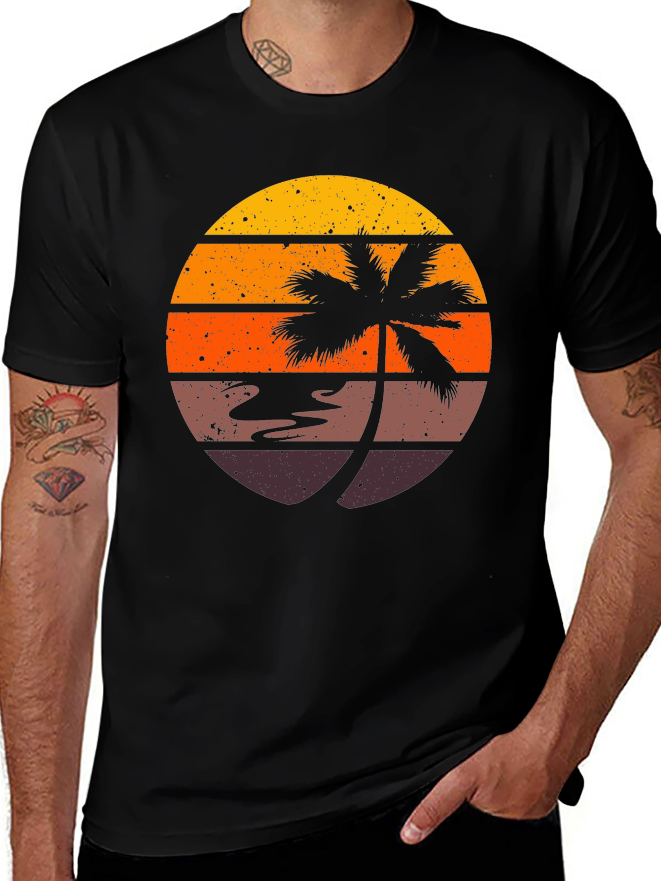 Variant 27 of Retro Palm Tree Sunset Graphic T-Shirt