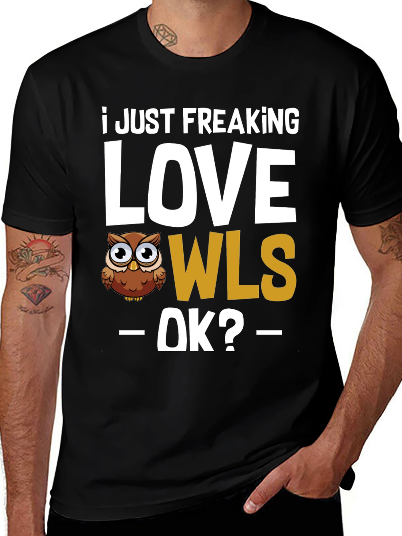 Variant 13 of I Love Owls Black Graphic Tee