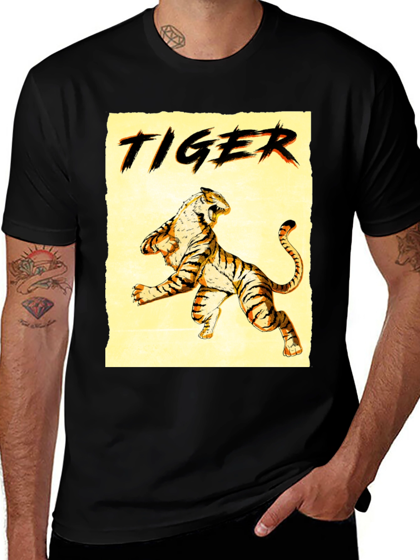 Tiger Graphic Print Crew Neck T-Shirt