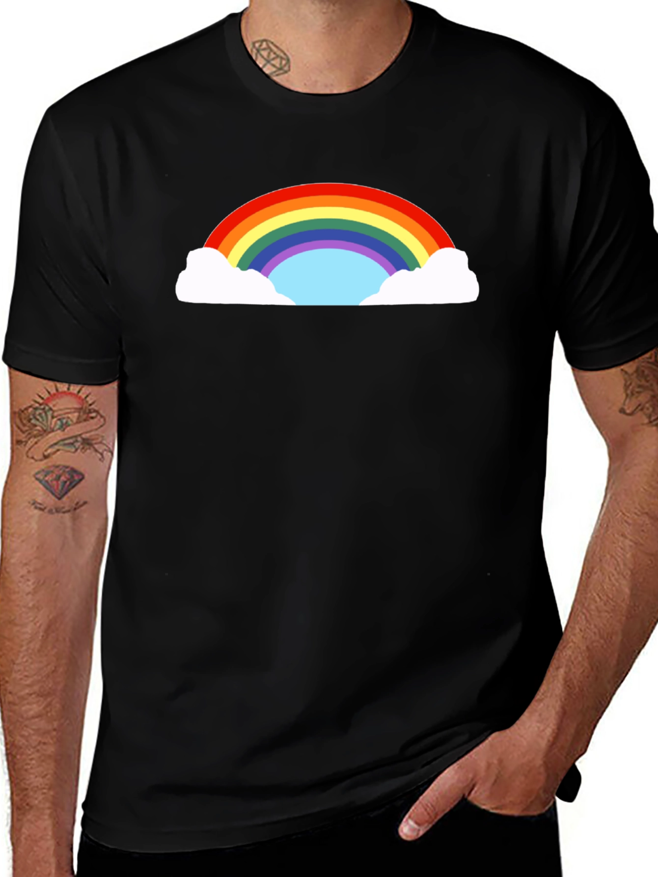 Variant 11 of Rainbow Cloud Graphic Black T-Shirt