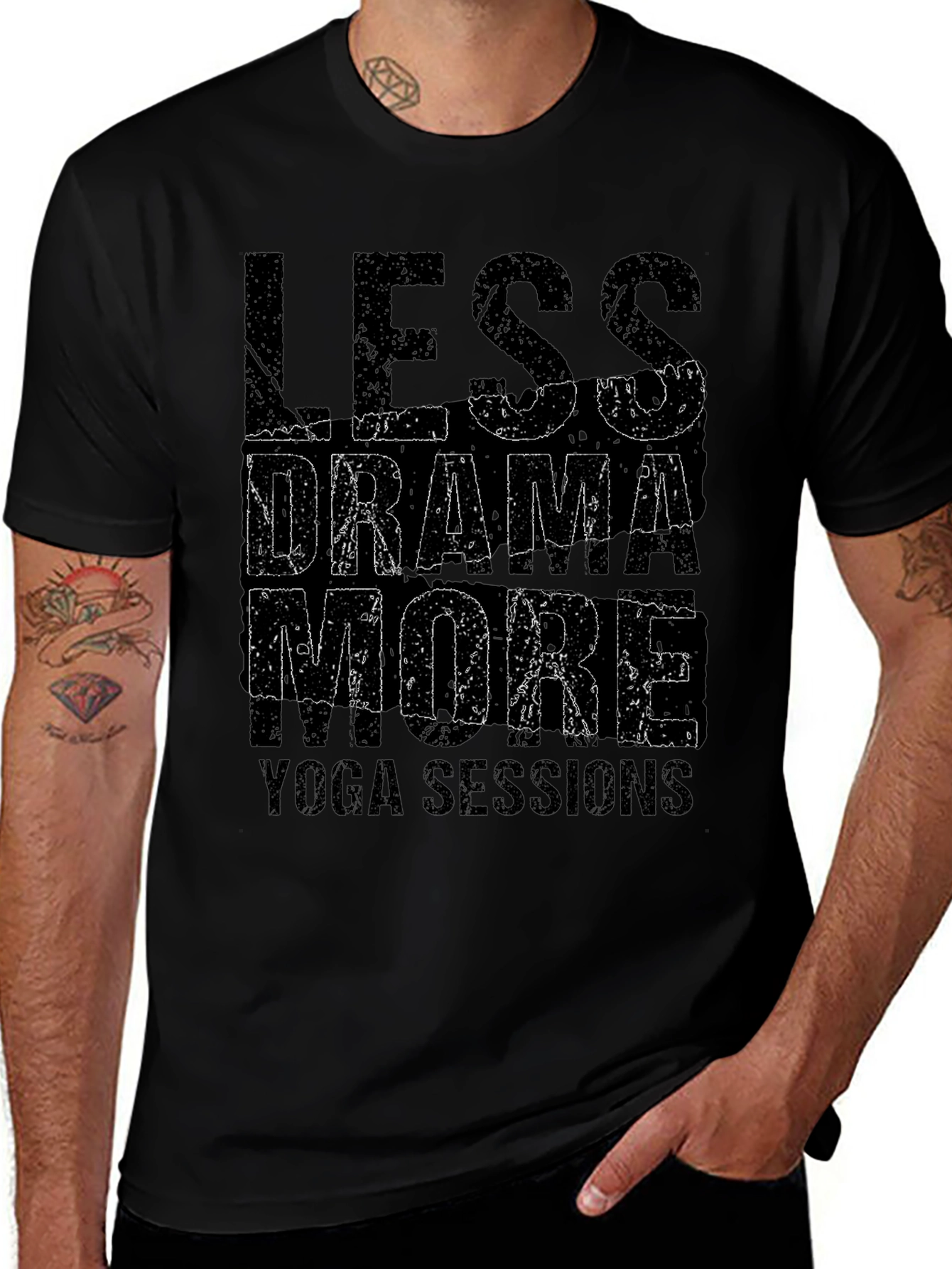 Variant 22 of Less Drama More Yoga Black Graphic Tee
