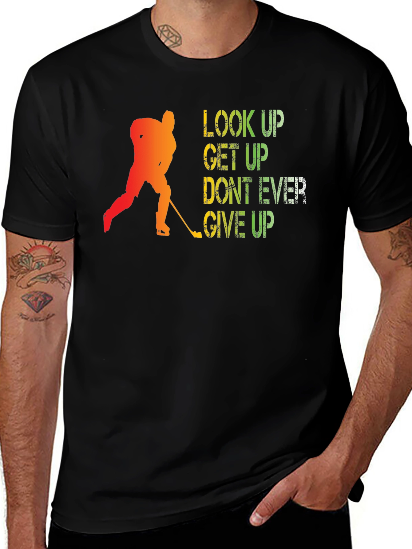 Variant 14 of Motivational Hockey T-Shirt - Look Up Get Up
