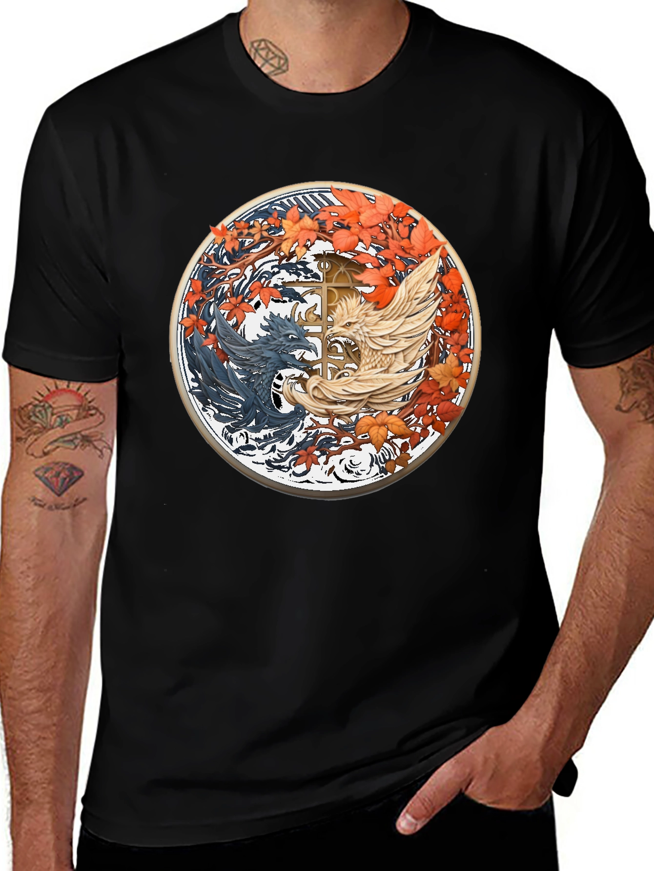 Variant 18 of Yin Yang Dragon T-Shirt - Balance & Style