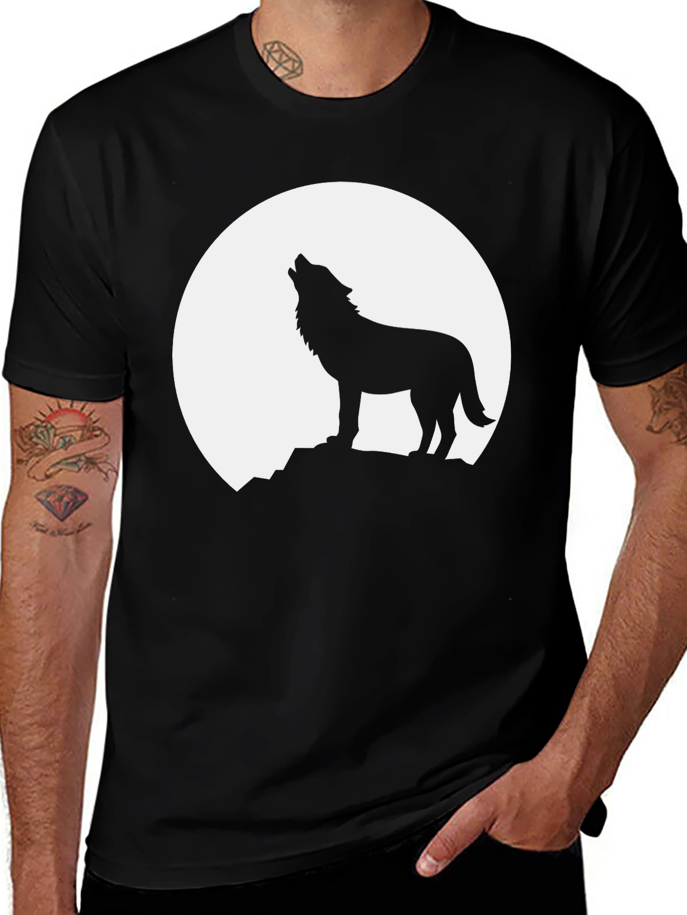 Variant 7 of Wolf Howling at Moon Graphic T-Shirt