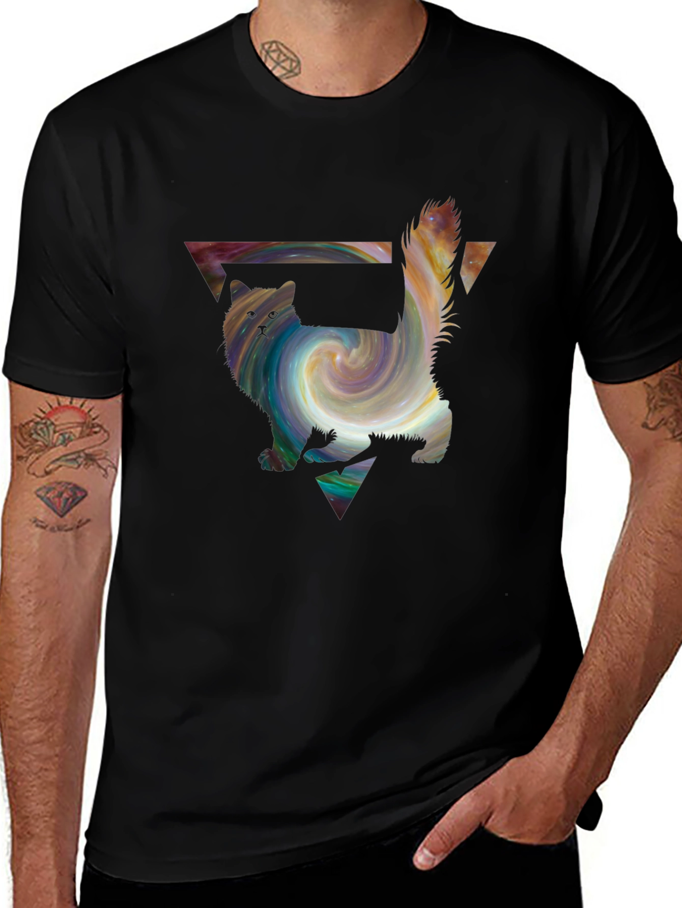Galaxy Cat T-Shirt - Artistic Graphic Tee