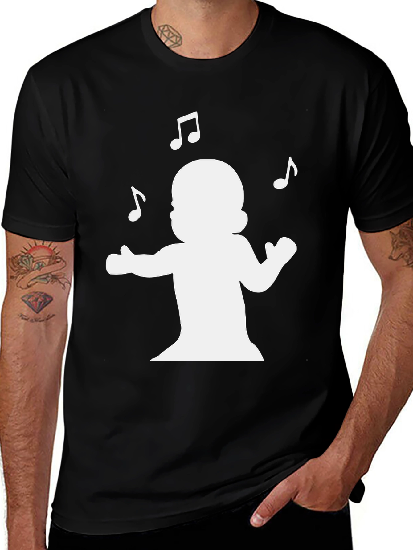 Variant 25 of Dancing Baby Music Notes Black T-Shirt