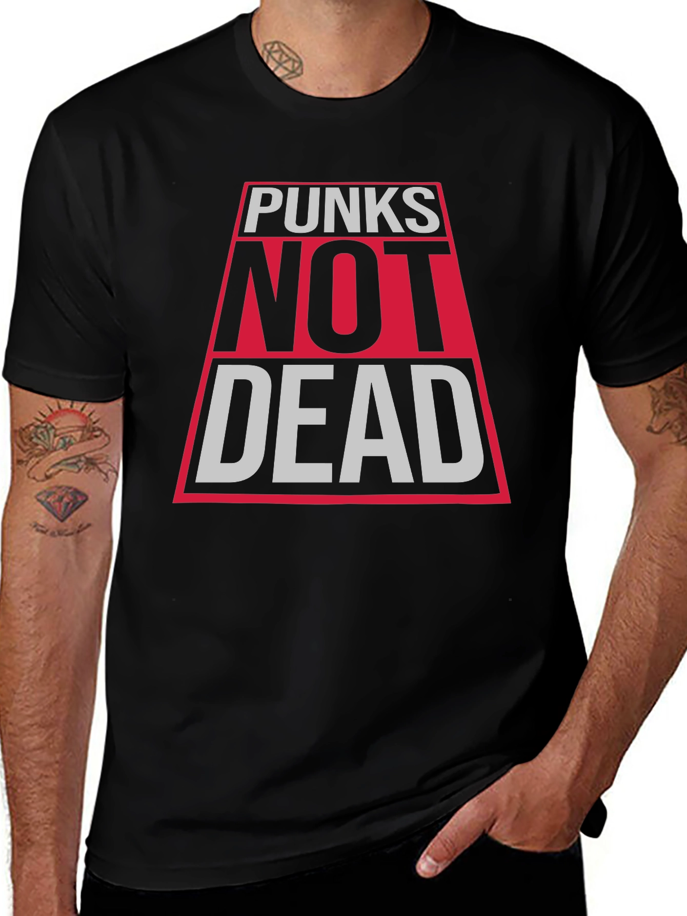 Variant 8 of Punks Not Dead Graphic Tee - Black