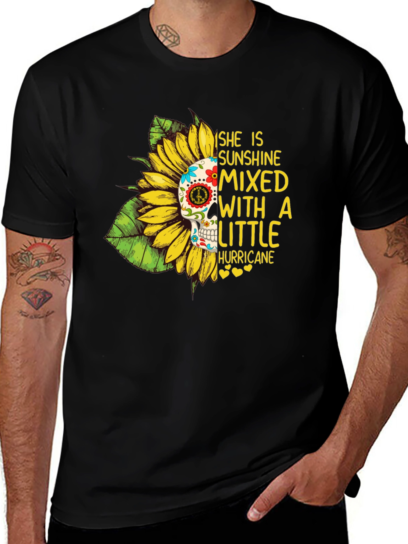 Variant 21 of Sunflower Skull Graphic Tee - Sunshine & Hurricane