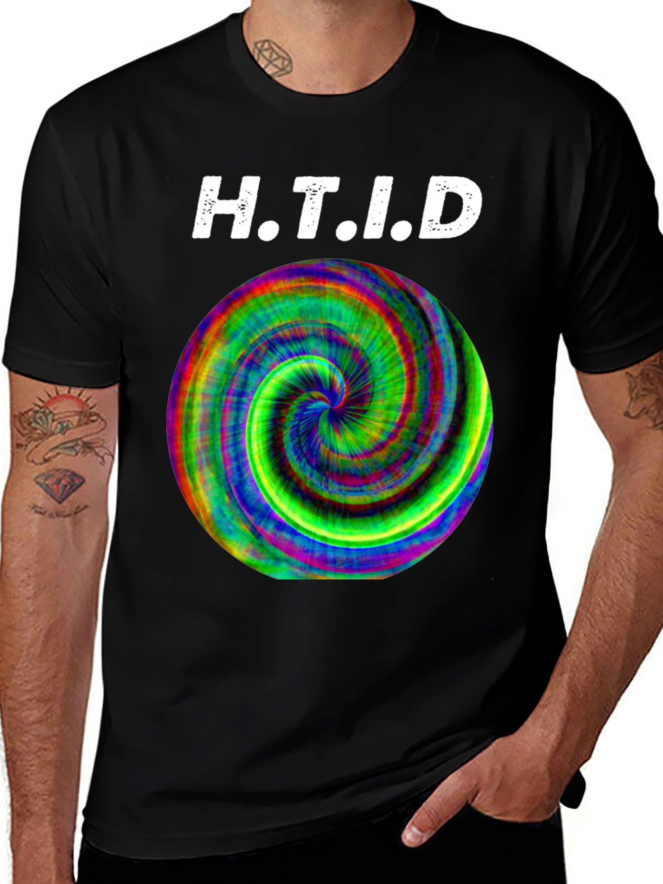 Variant 7 of H.T.I.D Psychedelic Swirl Black T-Shirt