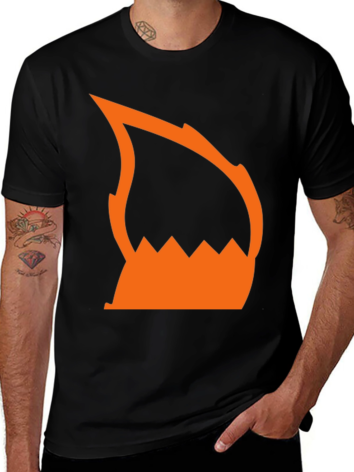 Variant 2 of Abstract Orange Flame Graphic Black T-Shirt