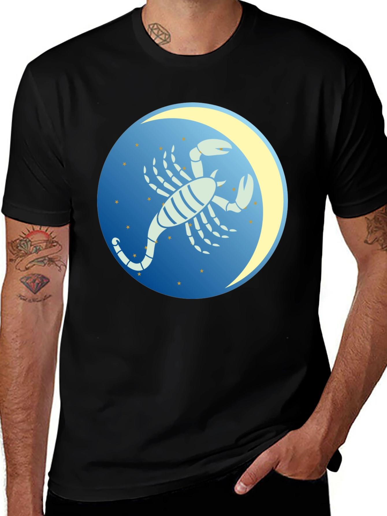 Variant 10 of Scorpio Zodiac T-Shirt - Crescent Moon Design