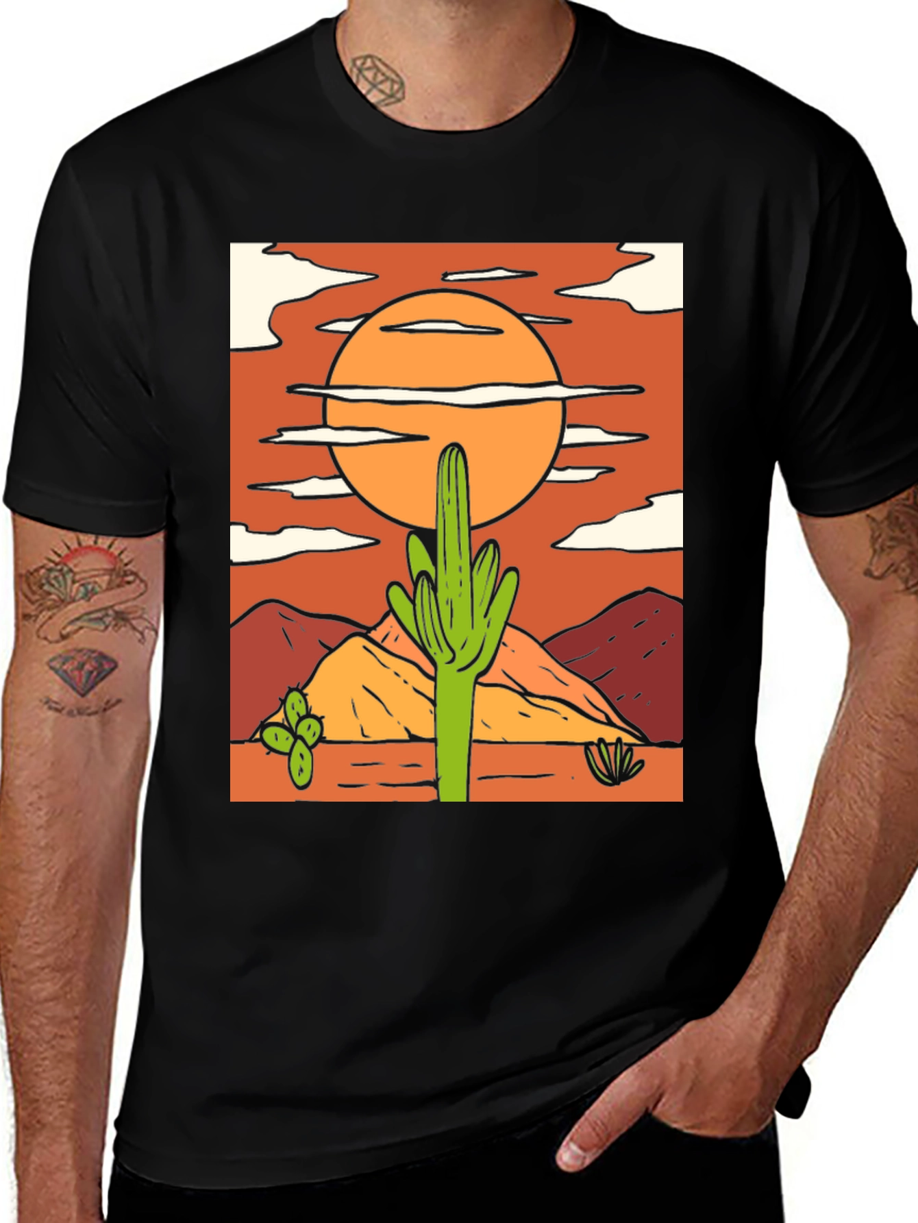 Cactus Graphic Tee - Desert Sunset Design