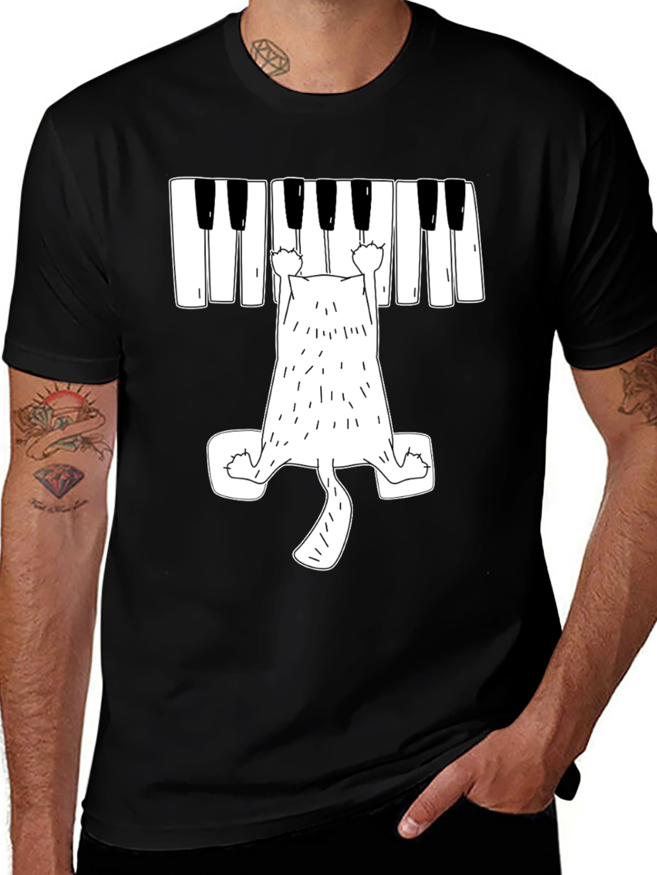 Variant 17 of Cat Playing Piano T-Shirt - Unique Music Lover Tee