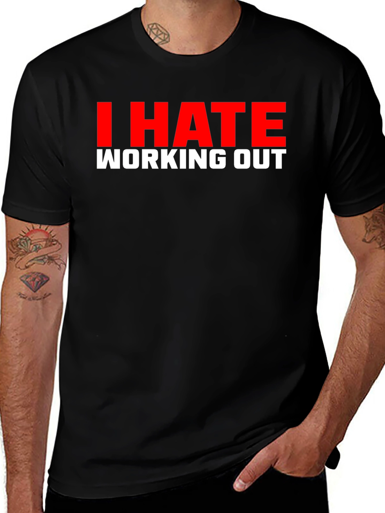 Variant 2 of I Hate Working Out Black T-Shirt