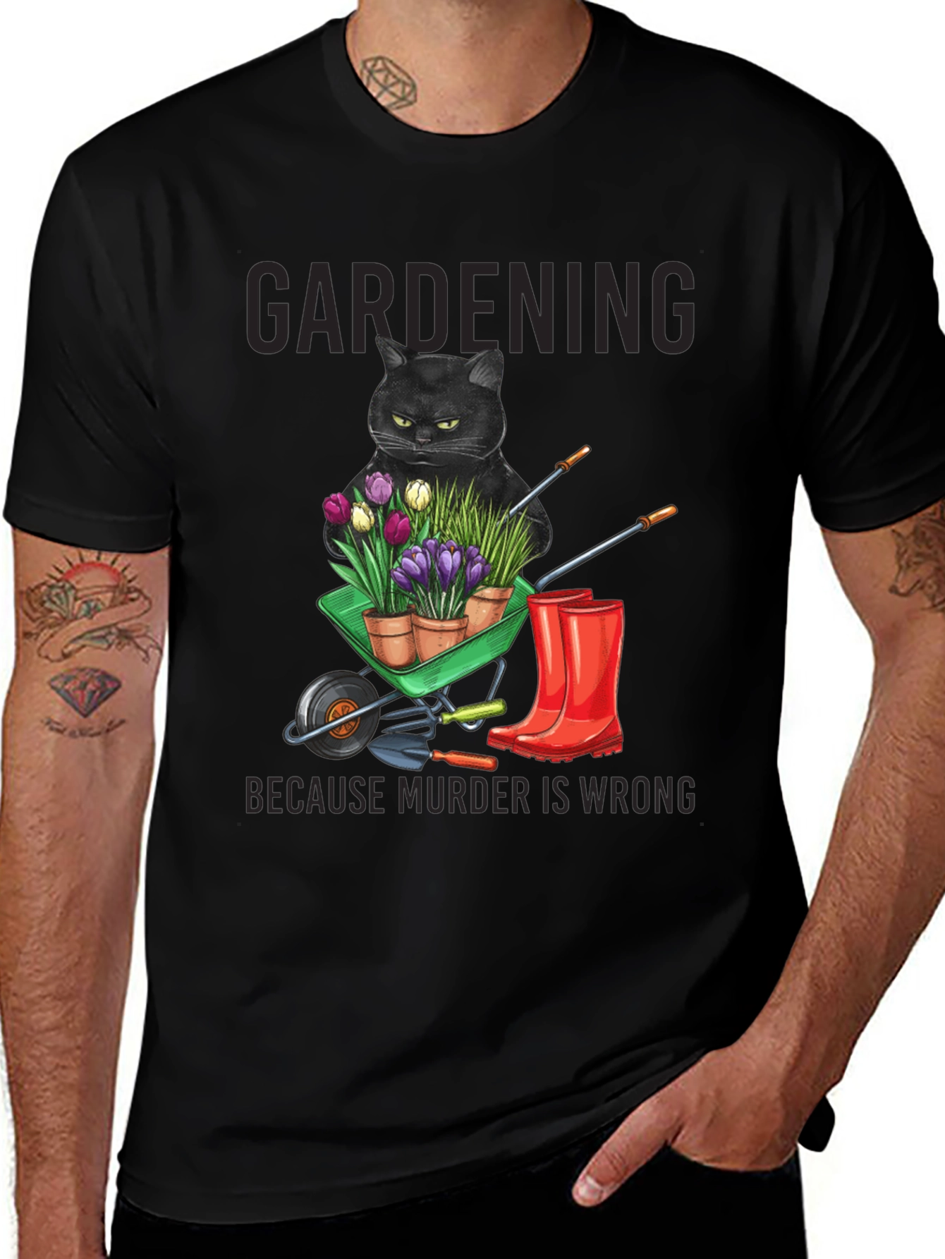 Gardening Black Cat T-Shirt