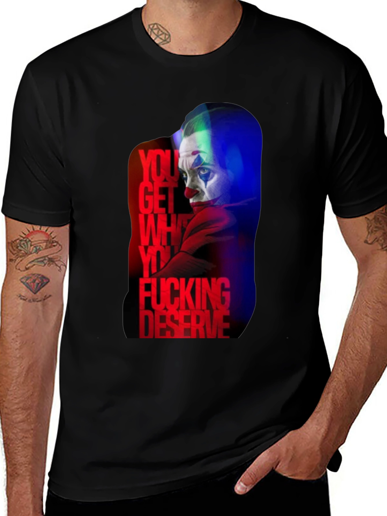 Joker "Deserve" Graphic Print Black T-Shirt