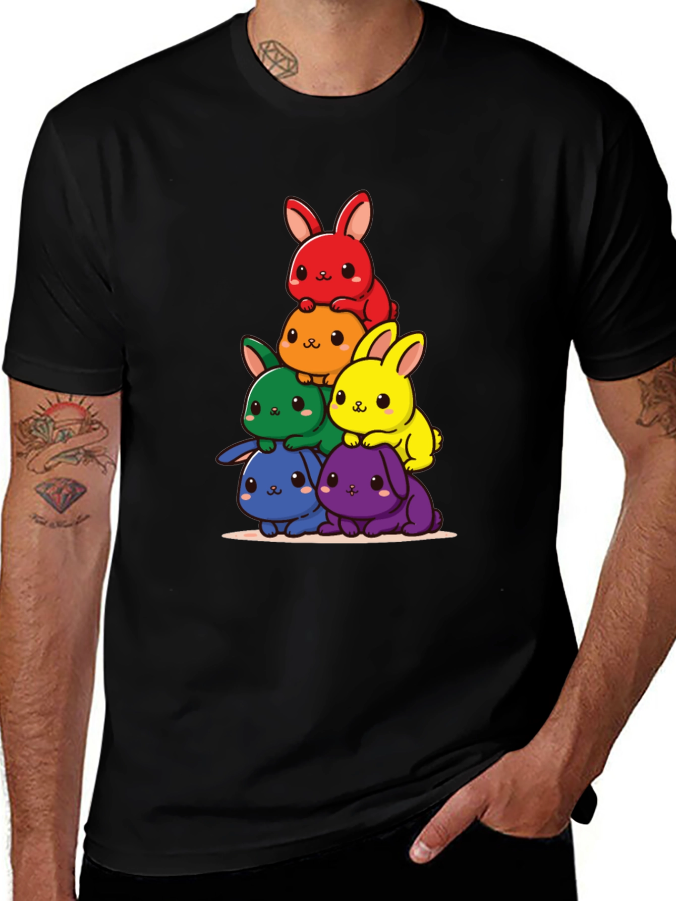 Variant 22 of Rainbow Bunny Stack T-Shirt