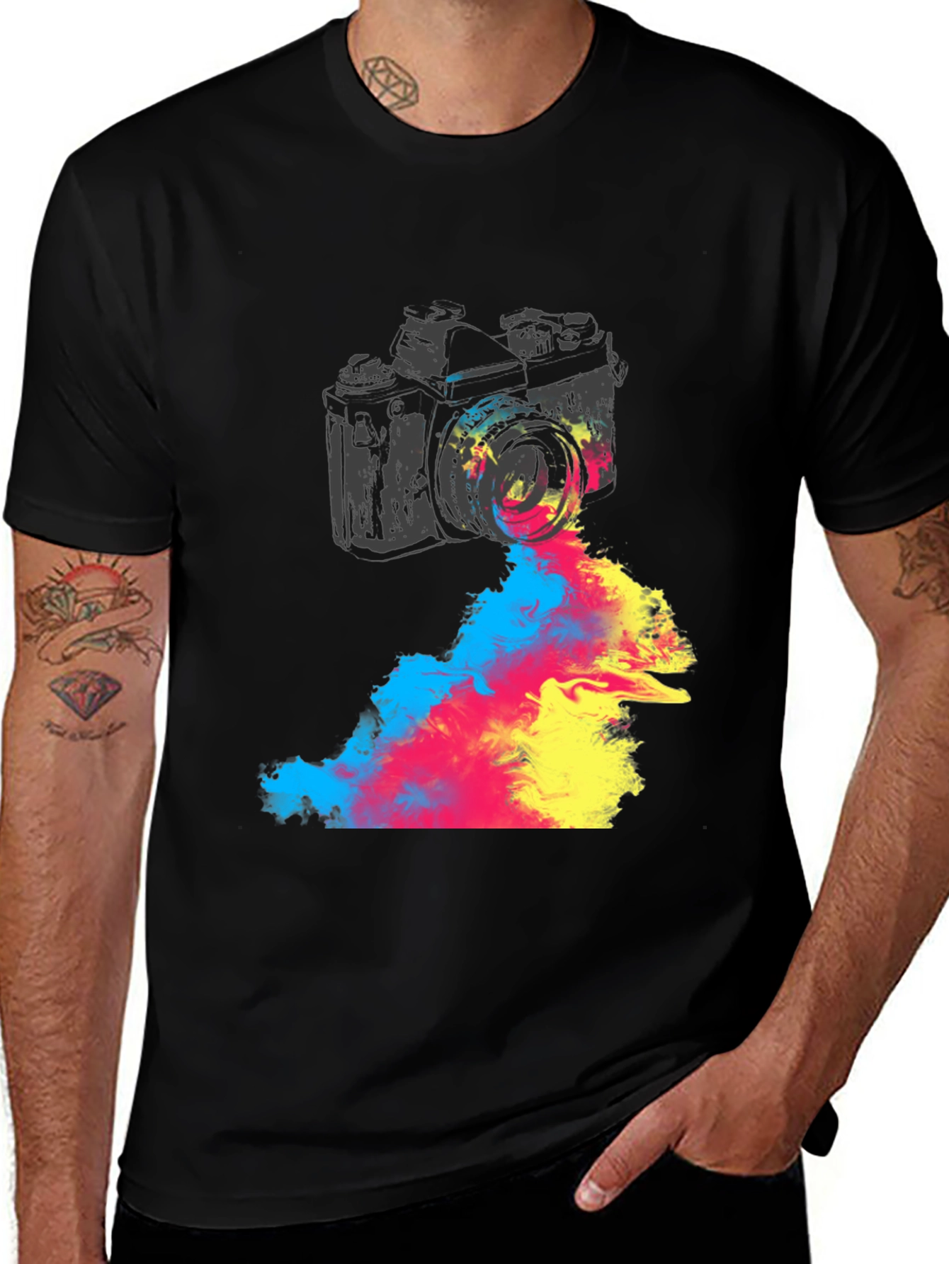 Variant 7 of Camera & Color Burst Graphic T-Shirt