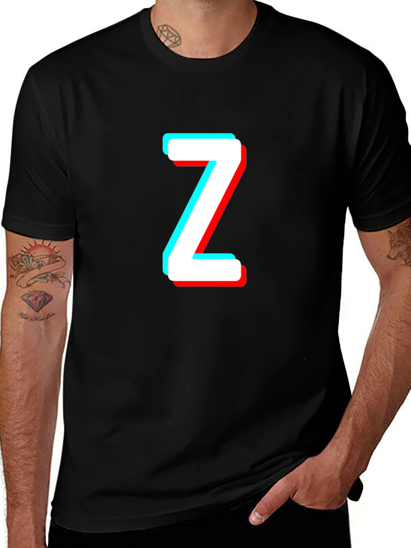 Variant 26 of Trendy Black Tee with 3D Letter Z