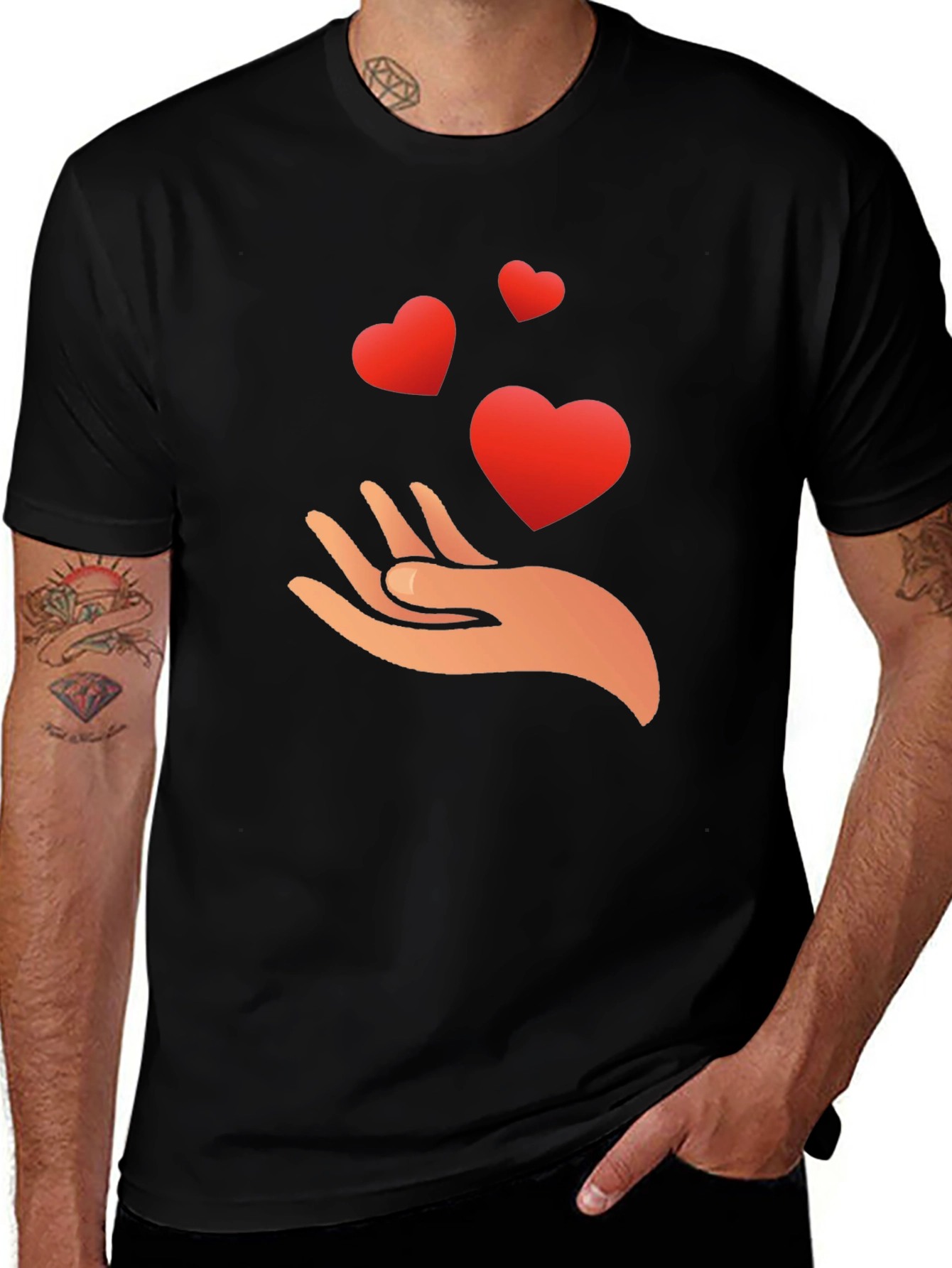 Variant 9 of Heart in Hand Graphic Black T-Shirt