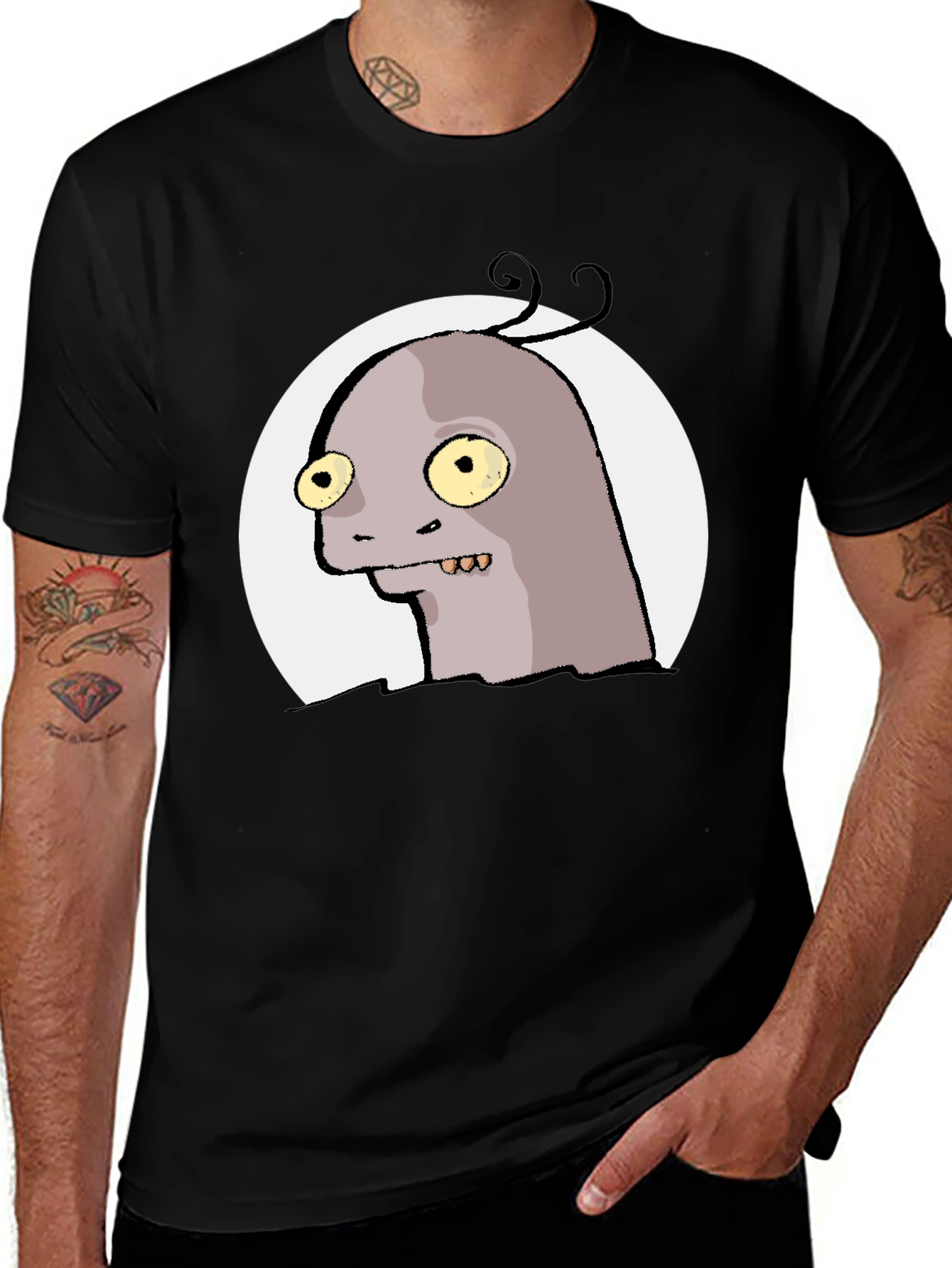 Variant 16 of Funny Monster Graphic Tee - Black T-Shirt