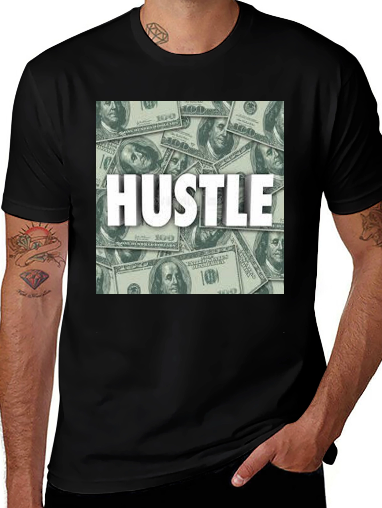 Hustle Money Graphic Tee - Stylish Men's Black T-Shirt