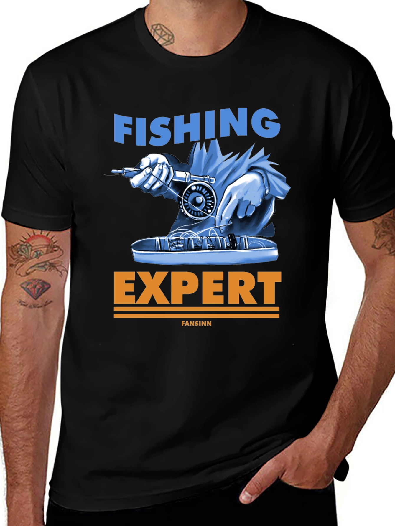 Variant 27 of Fishing Expert Graphic Tee - Black Cotton T-Shirt
