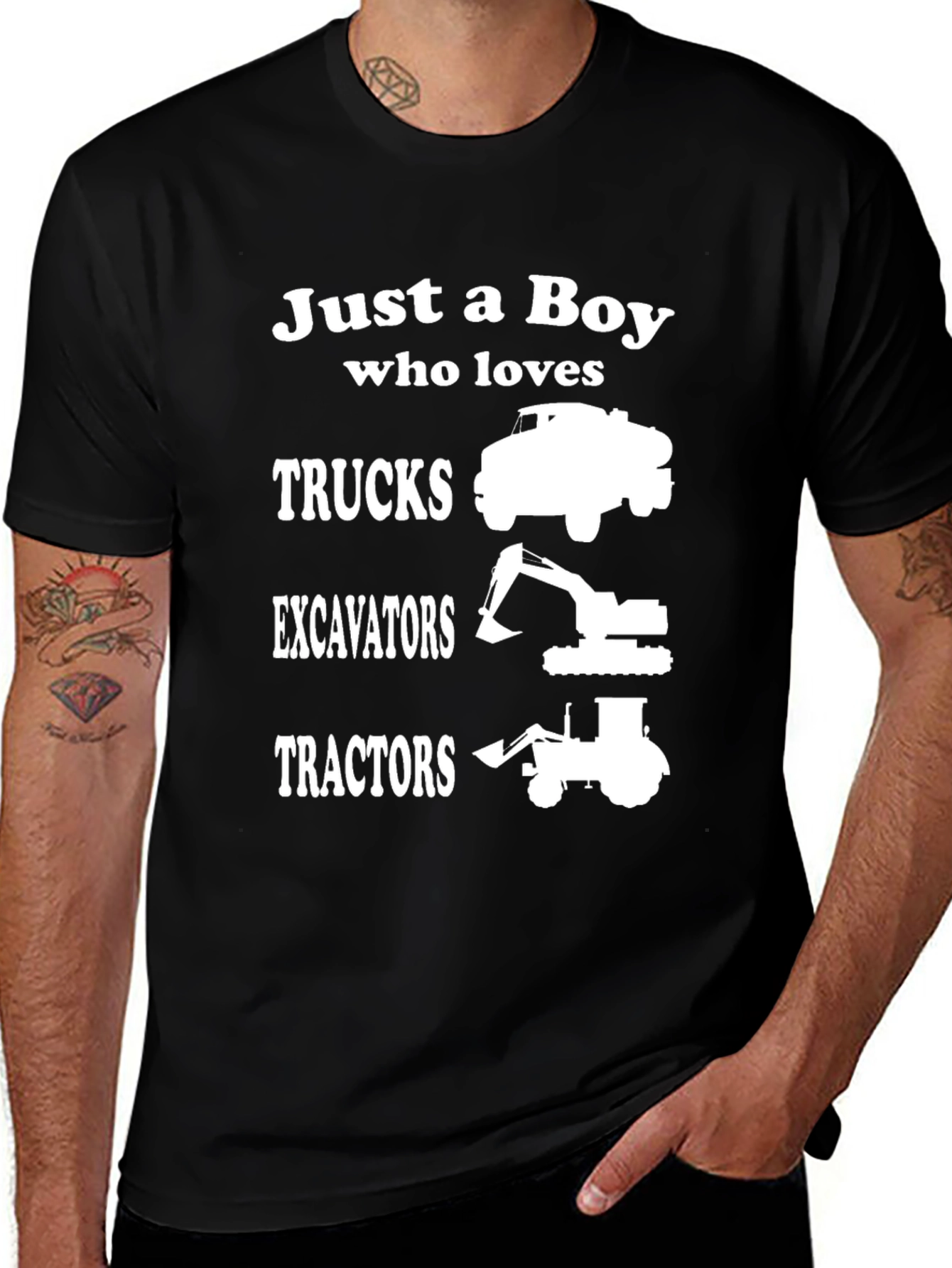 Variant 27 of Boy Who Loves Trucks, Excavators, Tractors T-Shirt