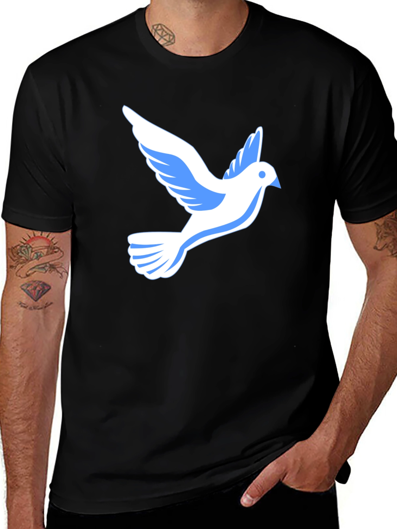Variant 17 of Peace Dove Graphic Tee - Stylish Black T-Shirt