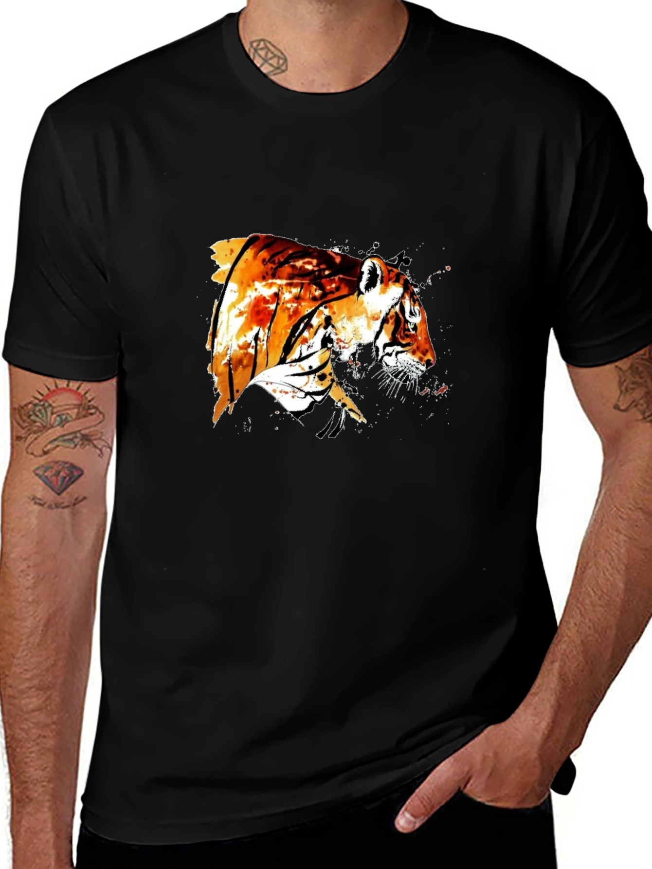 Variant 11 of Tiger Graphic Black T-Shirt