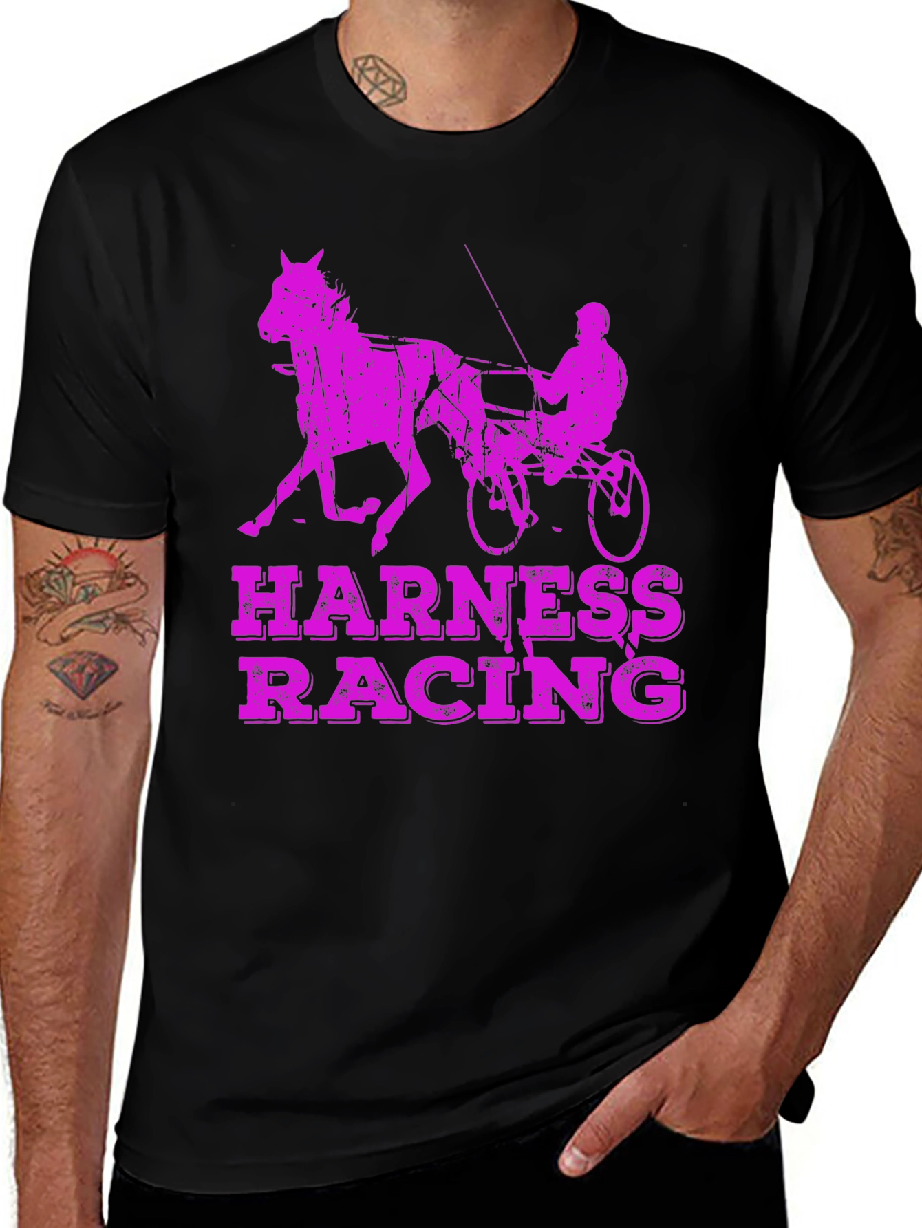 Variant 4 of Harness Racing Graphic T-Shirt - Black