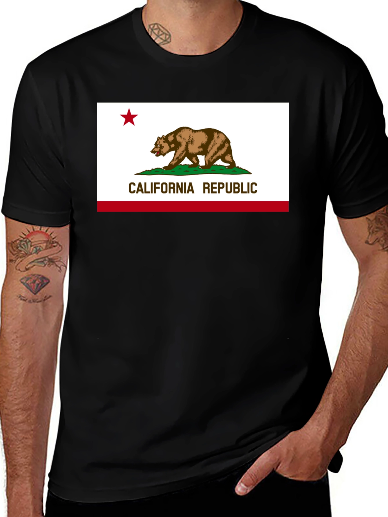 California Republic Flag Graphic Tee - Black