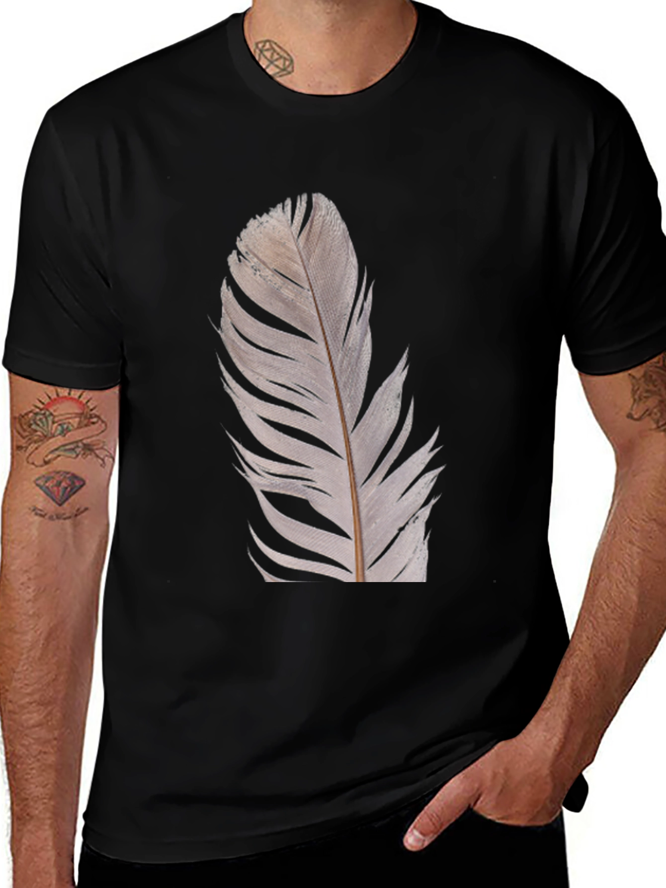 Variant 2 of Feather Graphic Black T-Shirt | Modern Unisex Tee