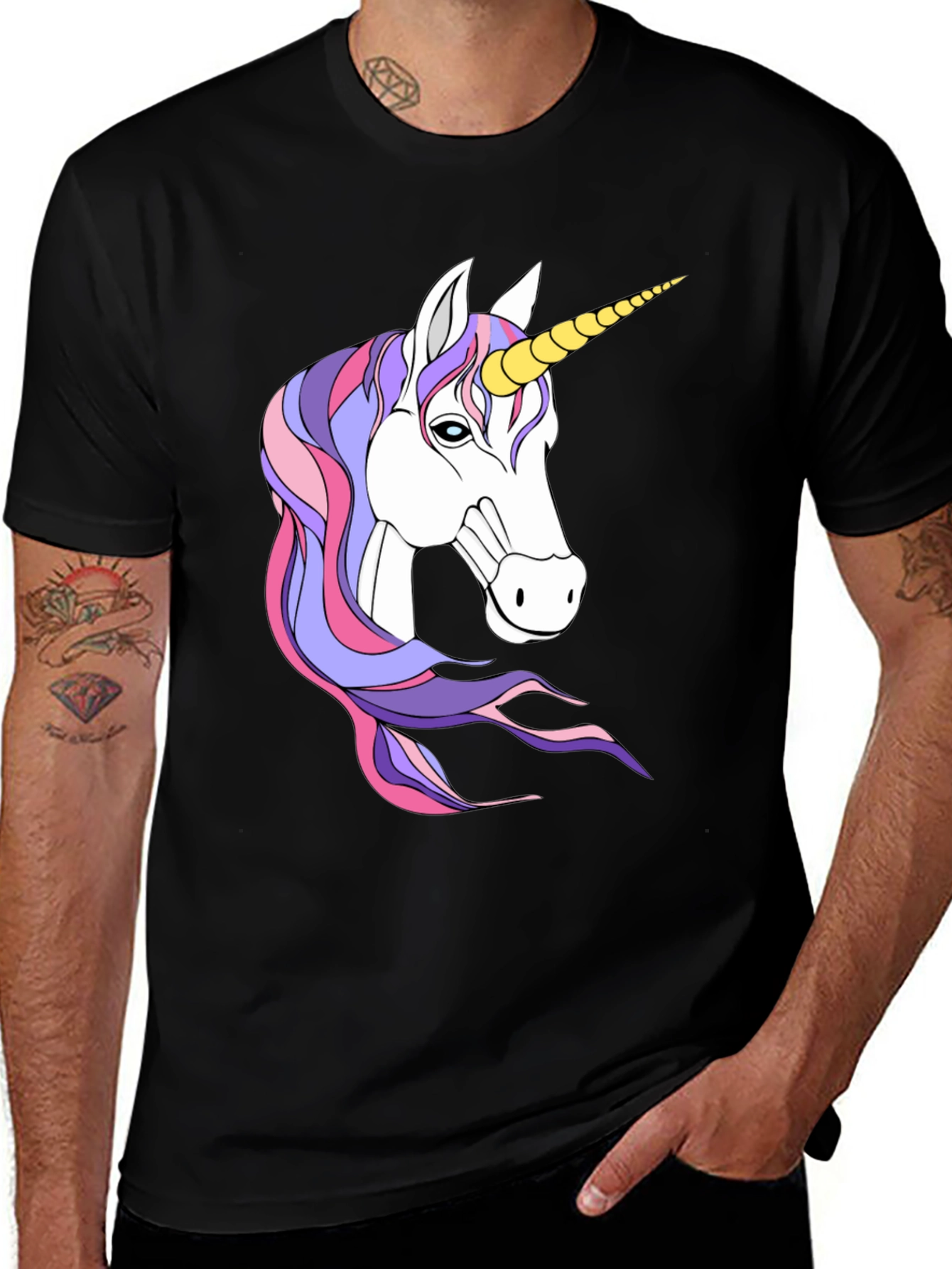 Variant 21 of Unicorn Graphic Tee - Black Cotton Comfort
