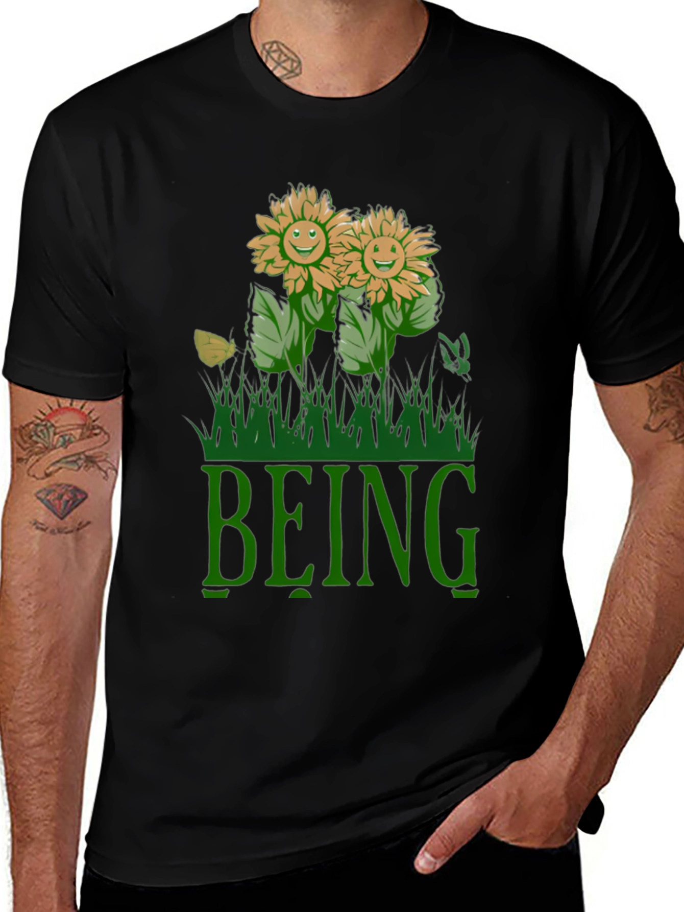 Variant 8 of Being Sunflower Graphic T-Shirt - Black