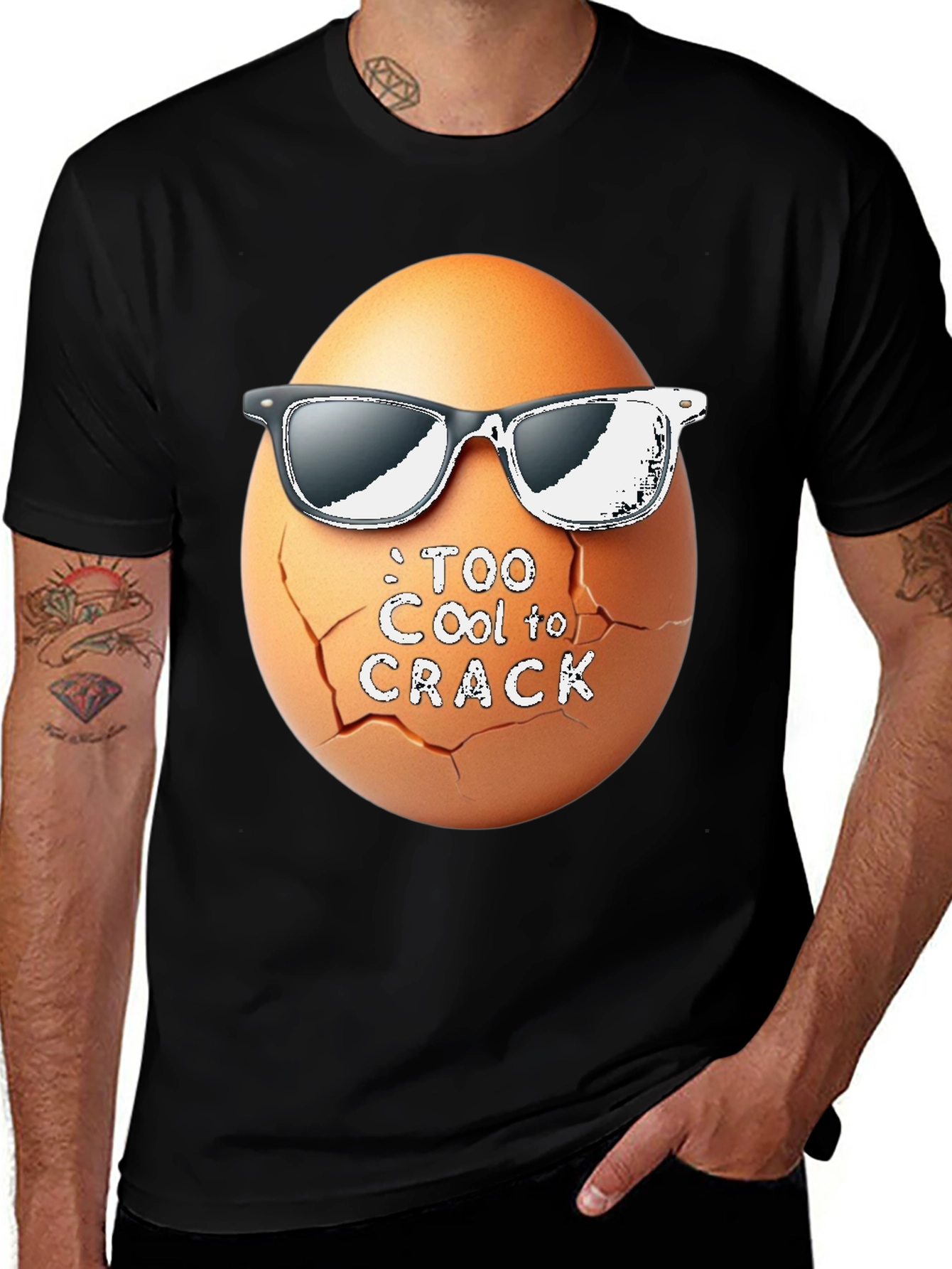 Variant 13 of Too Cool To Crack T-Shirt Funny Egg with Shades