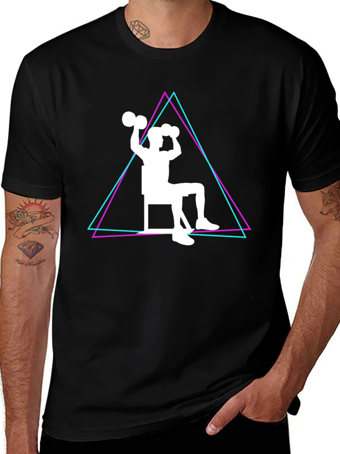 Variant 7 of Workout Graphic T-Shirt - Seated Dumbbell Press Design