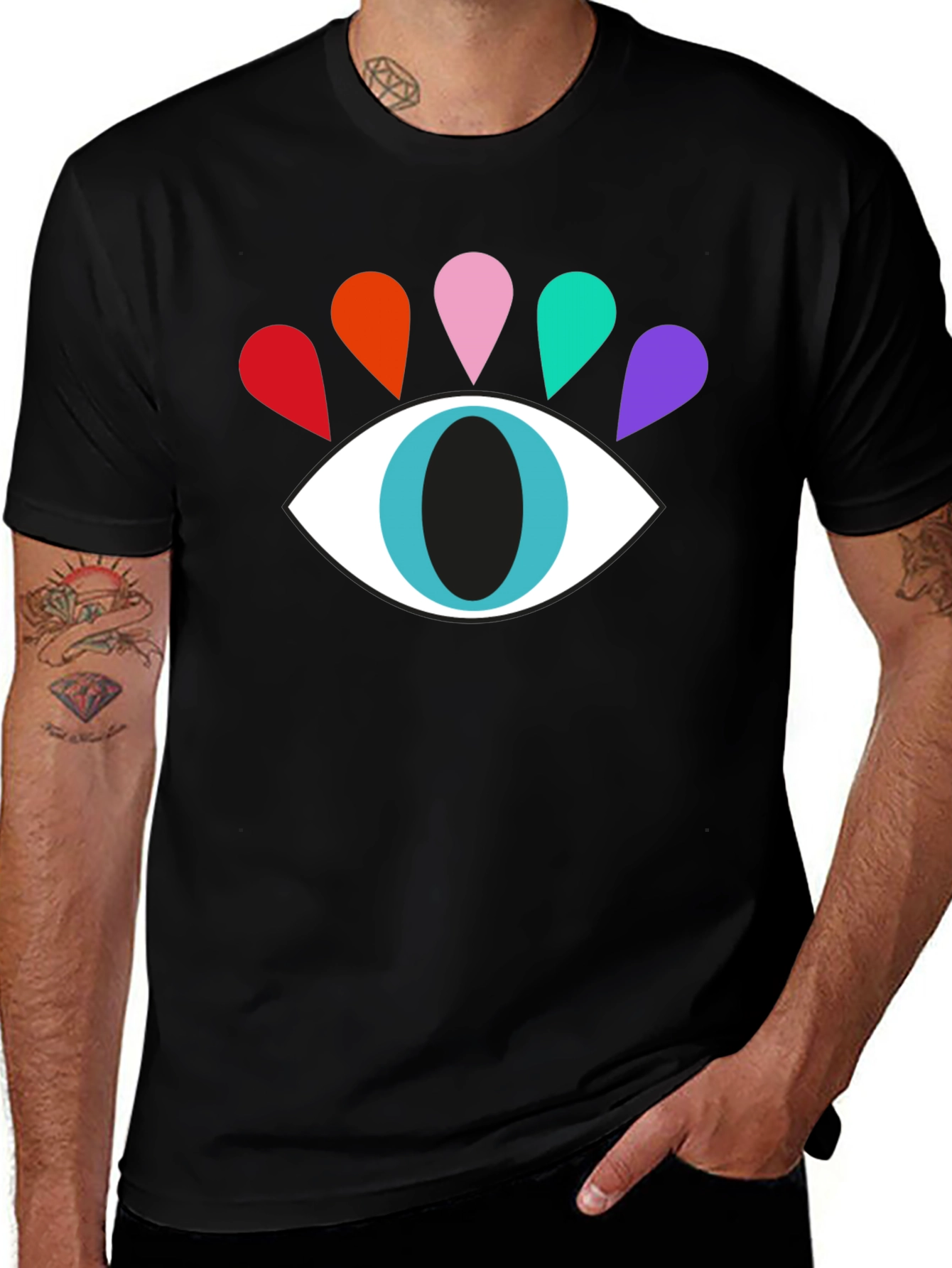 Variant 4 of Colorful Eye Graphic Tee - Modern Casual Style