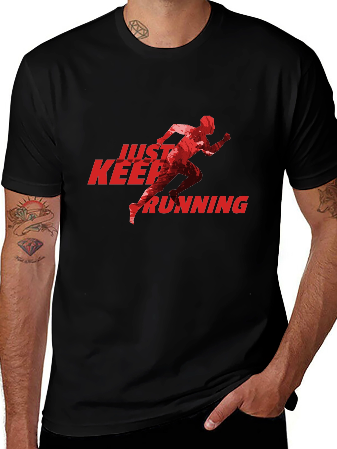Black Just Keep Running Graphic Tee - Black main image
